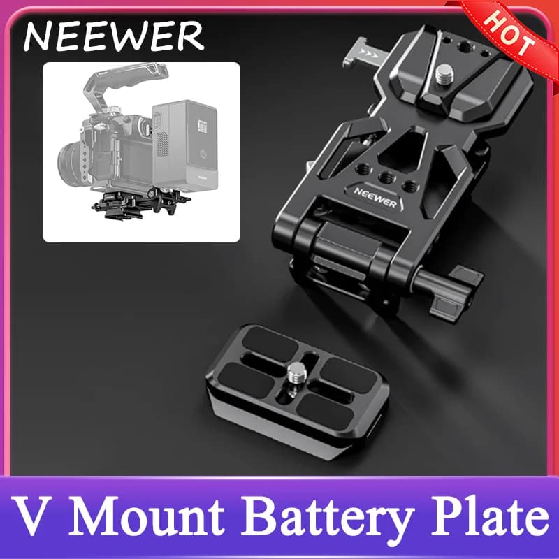 NEEWER Foldable battery plate with V connection with base plate for quick release camera type Arca for RS3 RS4 card joint and video system for camera tripod