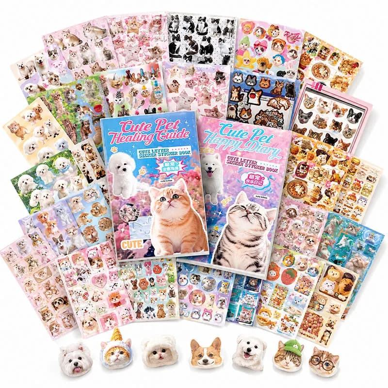 Set di Libri di Adesivi con 482/501 Pezzi di Sticker Meme per Scrapbook, Diari e Agende, Album di Adesivi con Rilegatura a Spirale