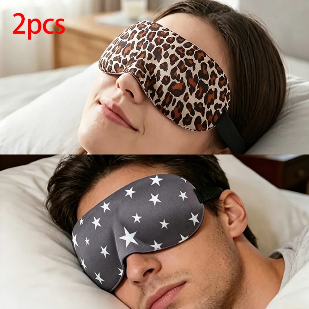 2-Piece Set Of 3d Sleep Blindfold, Couple Blackout Sleep Aid Eyeshade, Velcro Elastic Band Mask, Nap Relaxation And Yoga Masks