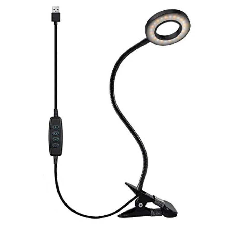 Lampada da Lettura a Clip con 48 LED, Luce da Scrivania con 3 Modalità di Colore e 10 Livelli di Luminosità Regolabile, Rotazione a 360° ° Supporto Flessibile a Collo d'Oca