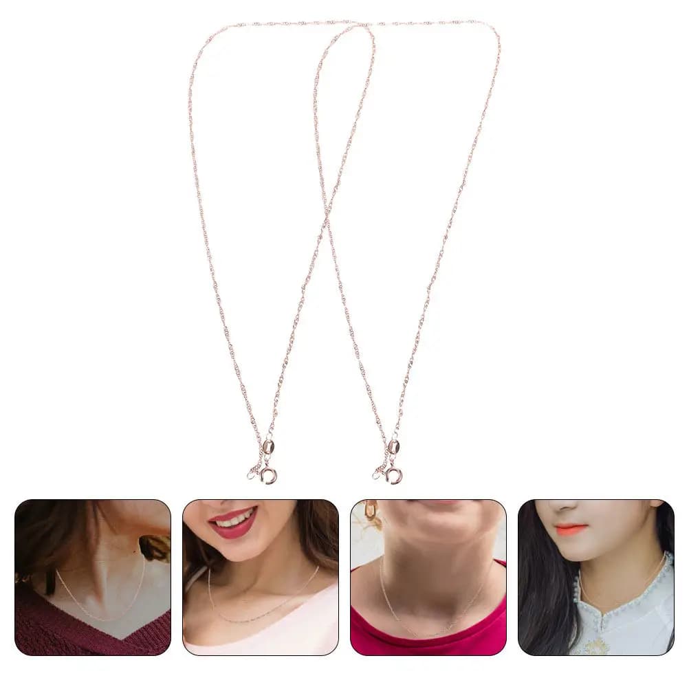 2 Pezzi Catene per Collana in Rame Oro Rosa, Sicure e Lisce, per Creazione Gioielli Fai da Te, Accessori per Collane, Ciondoli e Cristalli