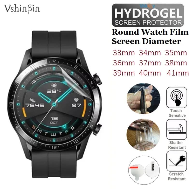 Pellicola idrogel morbida in TPU da 10 pezzi per Smart Watch Diametro 35mm 34mm 36mm 37mm 38mm 33mm 39mm 40mm Protezione schermo a prova di scatti