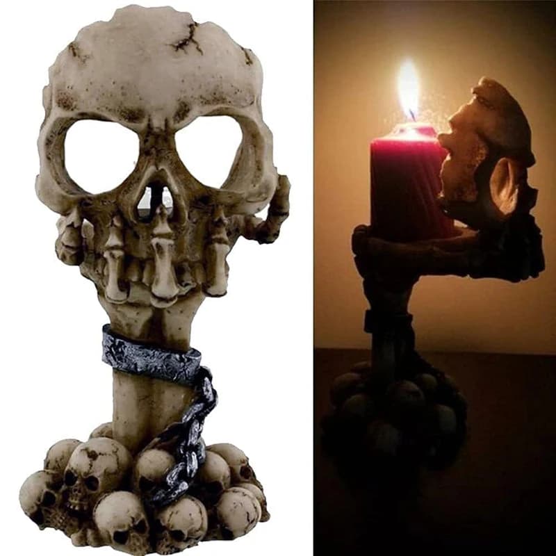 Portacandele tealight spettrale Decorazioni di Halloween Portacandele scheletro horror Candeliere in resina Decorazioni per la casa in stile gotico
