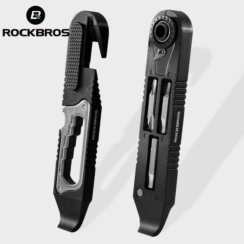 ROCKBROS Set di chiavi per bicicletta Leve per pneumatici portatili multifunzionali ad alta resistenza Kit di chiavi a cricchetto Asta per pneumatici per bici