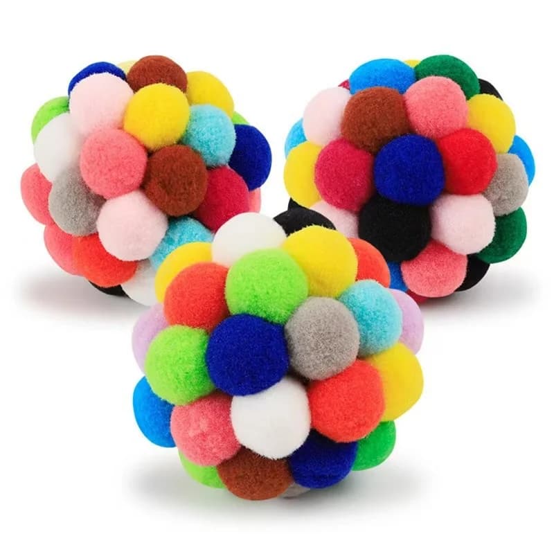 Palla interattiva per gatti, giocattolo in peluche, palla rimbalzante per animali domestici, palla per il gioco autonomo, palla antistress, teaser per gatti, palla in filato colorato, giocattolo per animali domestici