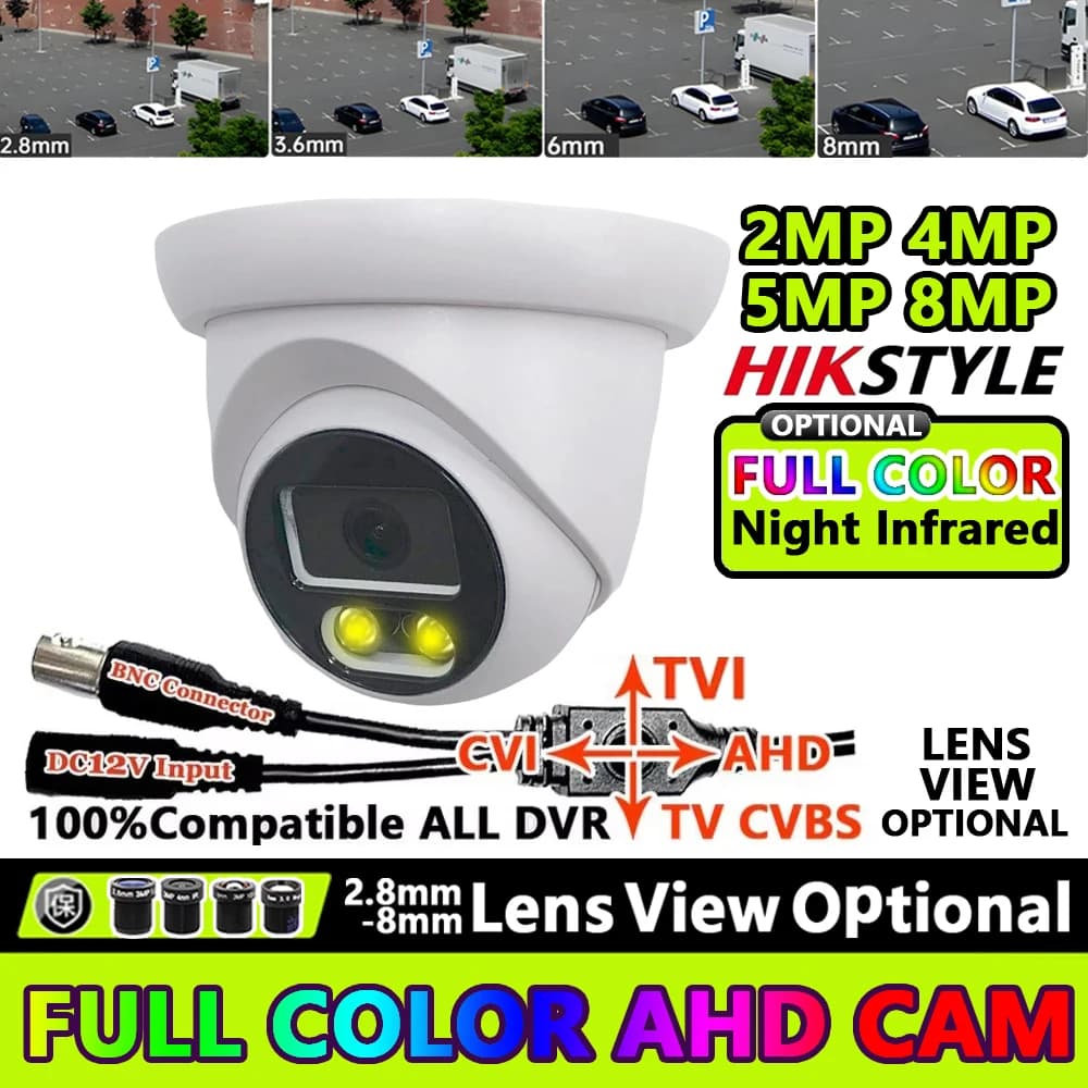 Telecamera Dome CCTV AHD 4K 8MP 5MP 4MP 1080P per Interni, Full Color / Infrarossi 4in1 Coassiale HD, Monitor di Sicurezza Domestica e per Bambini con Allarme