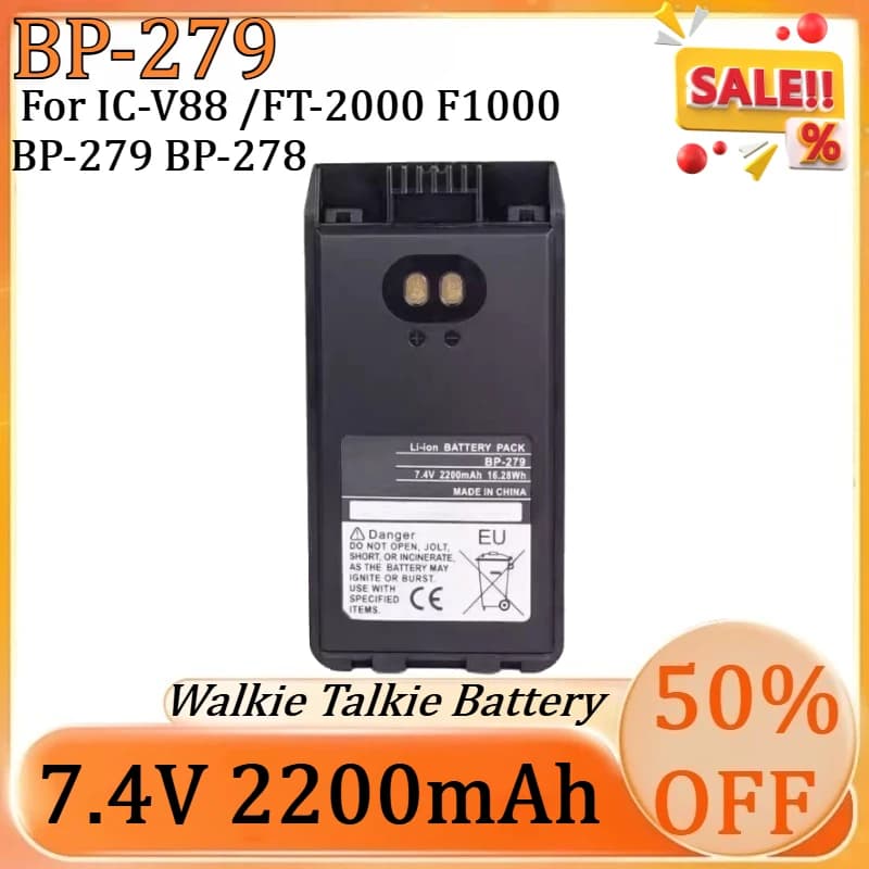 Nuova Batteria di Ricambio agli Ioni di Litio BP-279 7.4V 2200mAh per Radio Bidirezionale Walkie Talkie IC-V88 / FT-2000 F1000 BP-279 BP-278