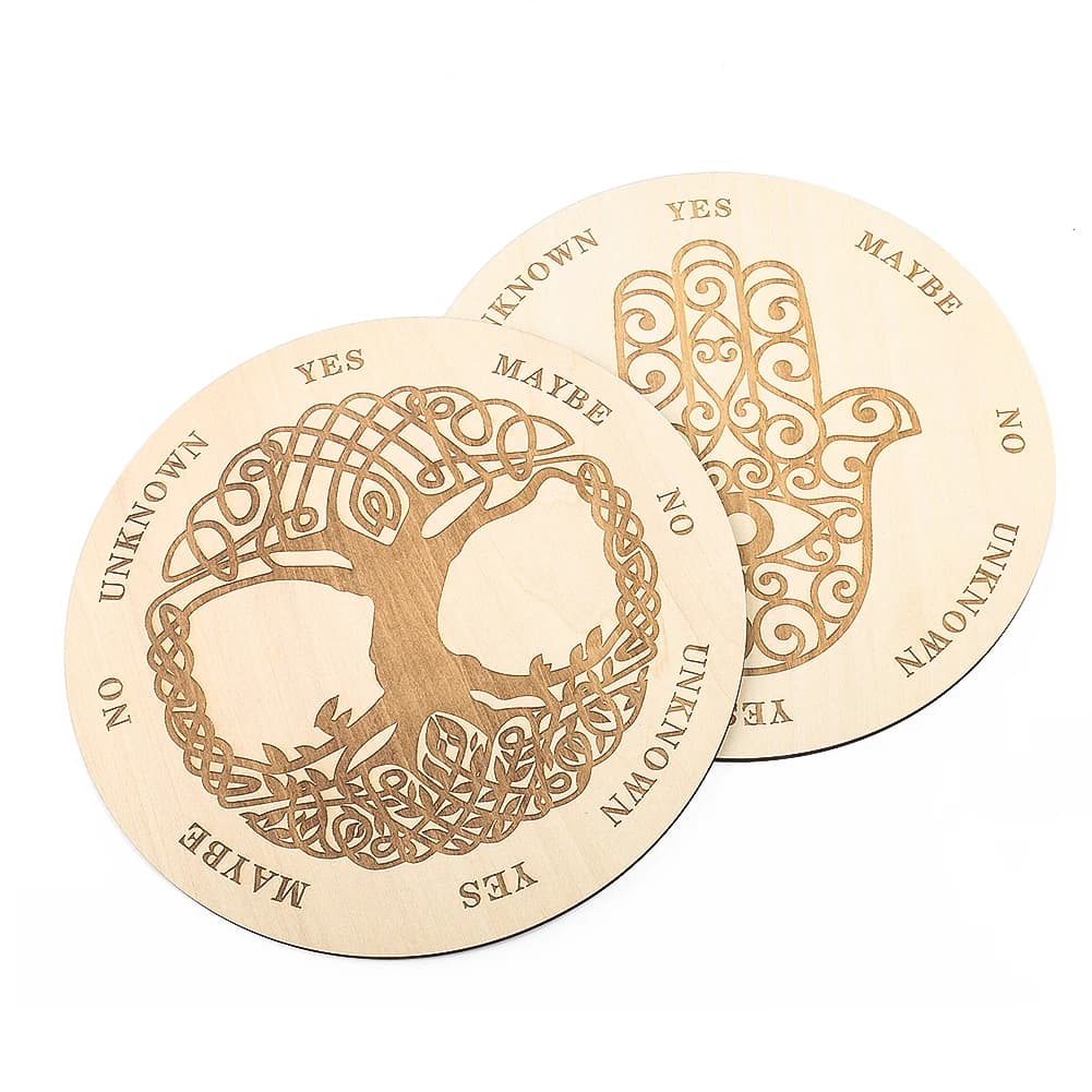 Tavola a pendolo Chakra in legno Piastra energetica per divinazione Yoga Meditazione Altare metafisico Dowsing Wicca Forniture 20 cm