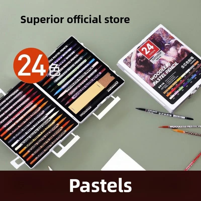 Wood-Free Full-Core Colored Chalk Set, Portrait Colored Charcoal Sketching Charcoal Pencils, Special for Art Students, Student Drawing Pencils, Colored Charcoal Pencils, Artist-Level Sketching