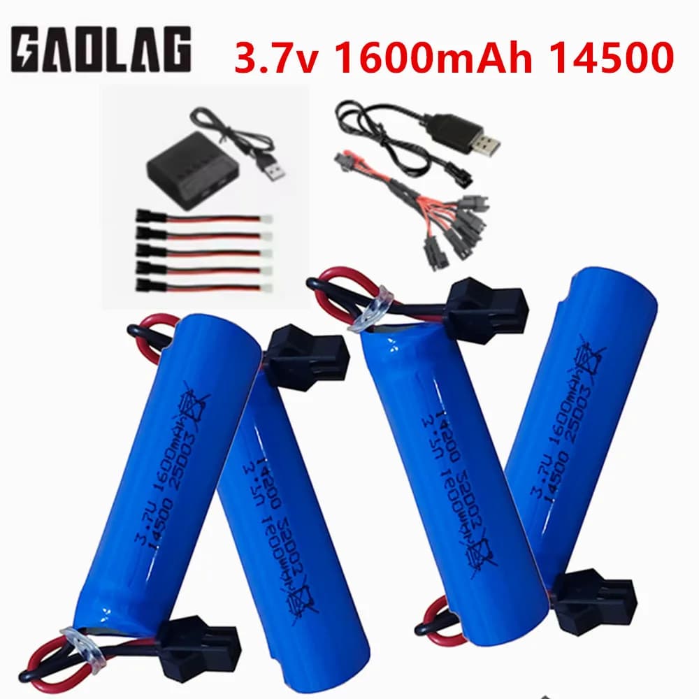 Batteria agli ioni di litio da 3,7 V 1600 mAh per auto RC Stunt Dump C2 D828 per DK087 1:16/1:20 Veicolo da arrampicata fuoristrada RC 14500 Batteria