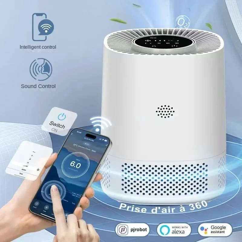 【Migliore vendita】Purificatore d'aria domestico intelligente con controllo APP Il purificatore d'aria intelligente elimina gli odori di formaldeide, le particelle di fumo e polvere Pe
