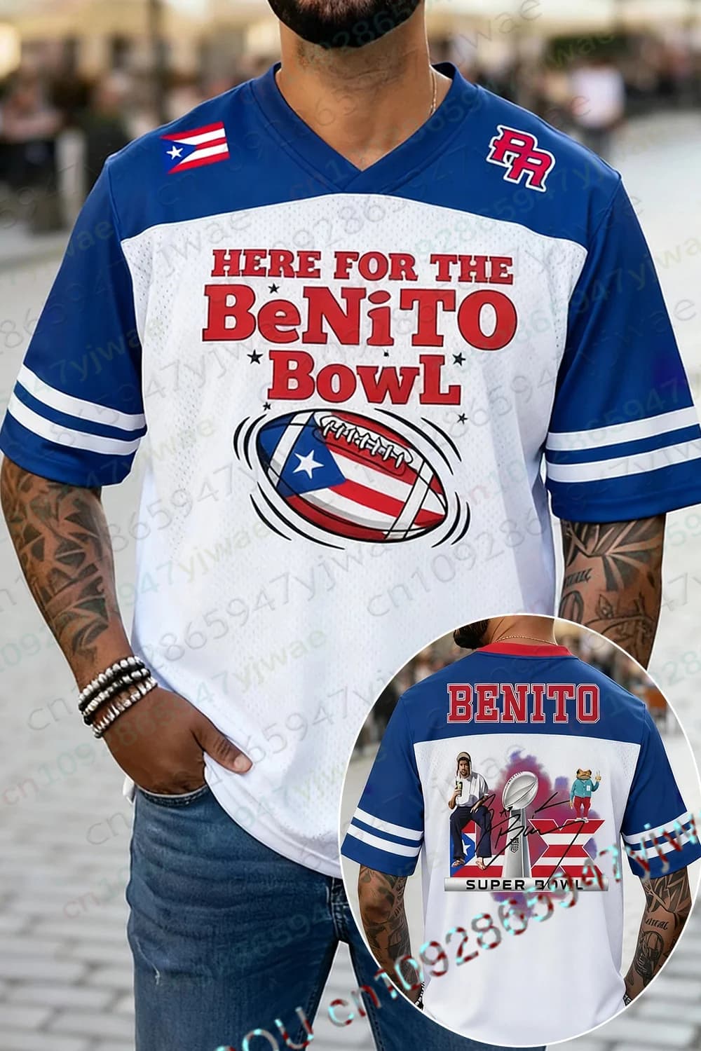 Maglia da rugby Benito 94 Benito Bowl, T-shirt Limited Halftime, Felpa traspirante ad asciugatura rapida, Abbigliamento per tifosi, T-shirt estiva da uomo