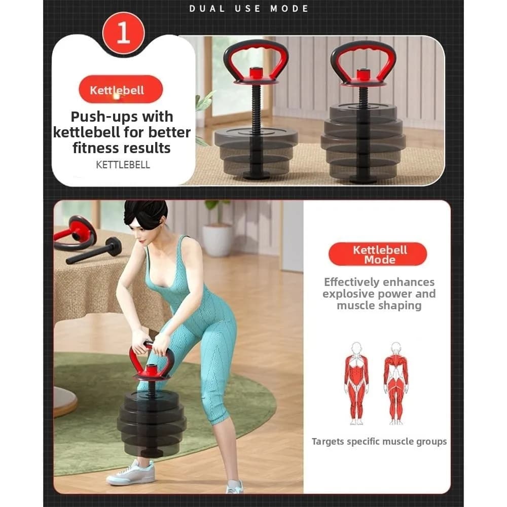 Portable Kettlebell Handle Multifunctional Threaded Kettle Bell Grip Adjustable Weight System Ergonomic Handle Push Up Handle