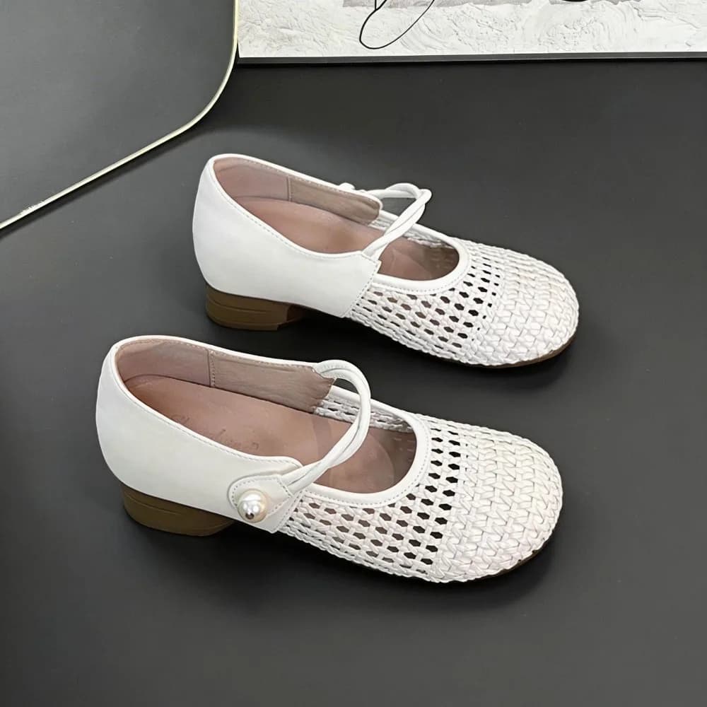 Designer Brand Original Fishing Net Shoes Summer Mesh Breathable Flat Bottom Women's Single Shoes Hollow Weave Ballet