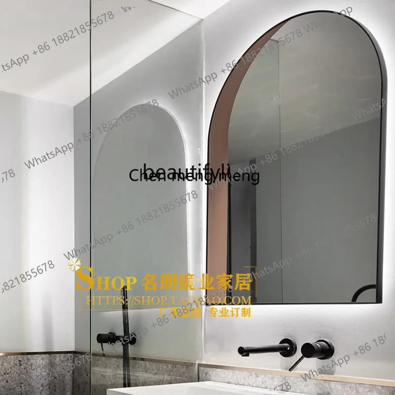 Vendite calde Specchio per il trucco del bagno nordico Specchio da bagno per abbigliamento di lusso leggero con decorazione semplice a parete