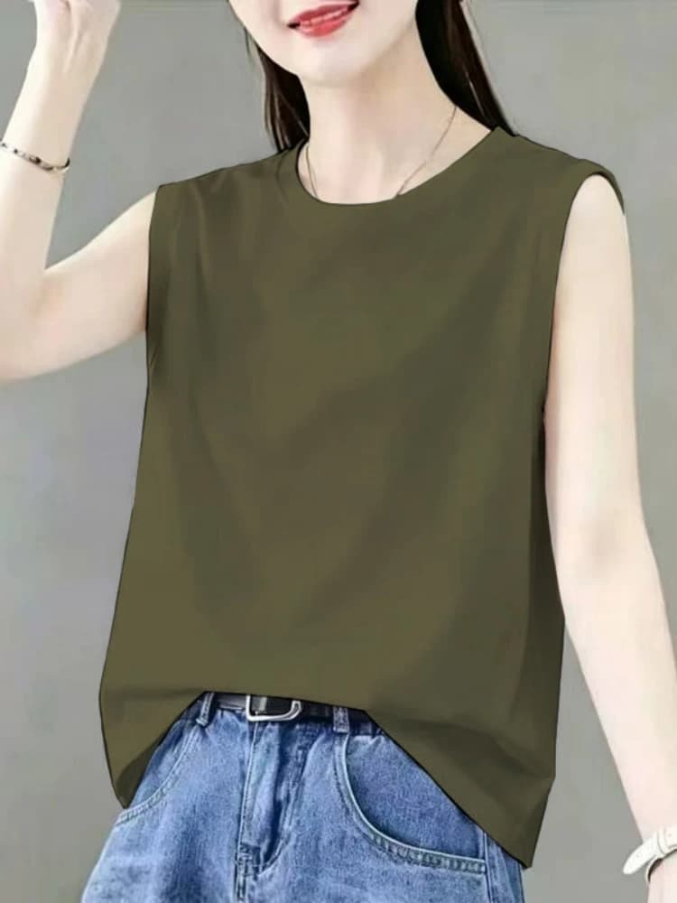 Soft Skin-Friendly Sleeveless Sports Tank Top Women's Summer New Loose Casual T-Shirt Upper Apparel round Neck Moisture Wicking