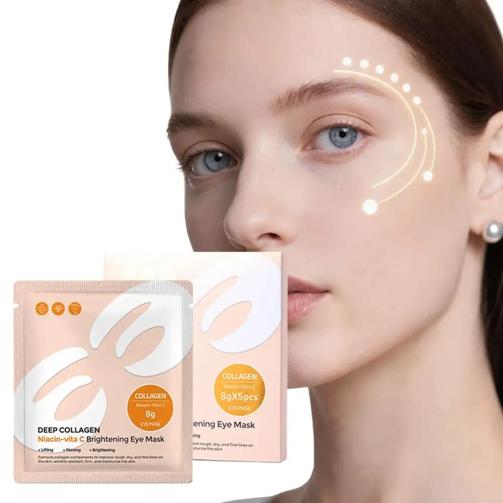 Maschera Contorno Occhi al Collagene, Niacinamide e Vitamina C: Illuminante, Antirughe, Rassodante, Idratante, Migliora la Secchezza
