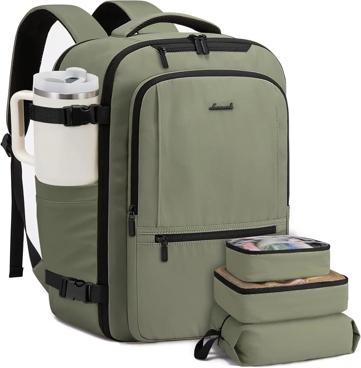 Large Travel Backpack 40L for Women and Men, Hand Baggage Approved by Airlines with Laptop and Cubic Organizers