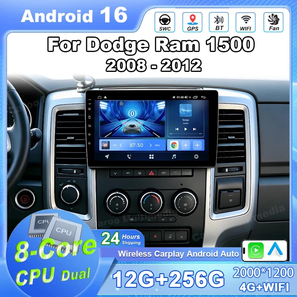 Android 16 For Dodge Ram 1500 2008 - 2012 Carplay Car Radio Multimedia Navigation Gps Autoradio Stereo Head Unit No 2 Din WIFI