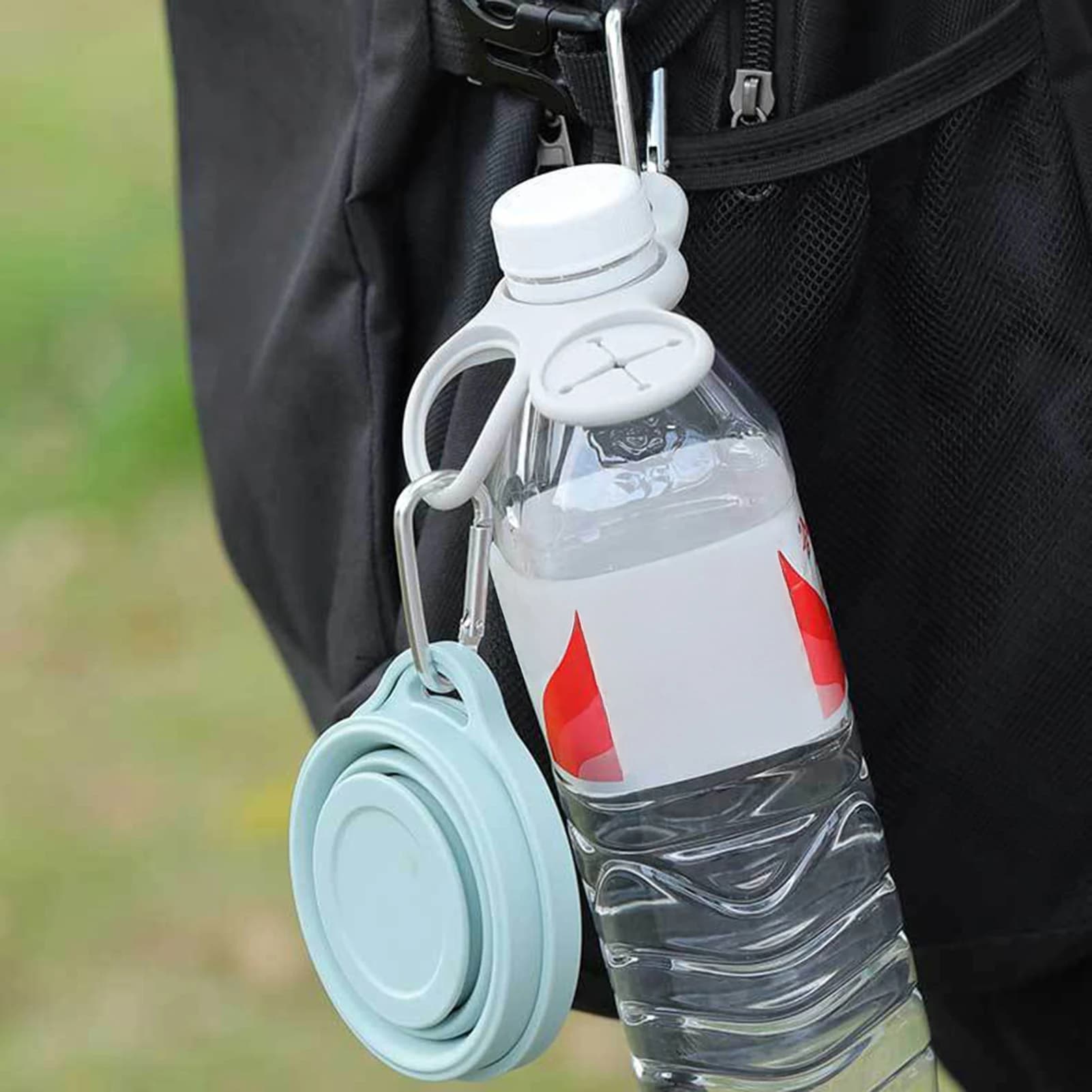 Ganci in silicone per bottiglia d'acqua da esterno Tracolla per zaino da viaggio Clip per appendere alpinismo portatile per attrezzi da campeggio per escursionismo