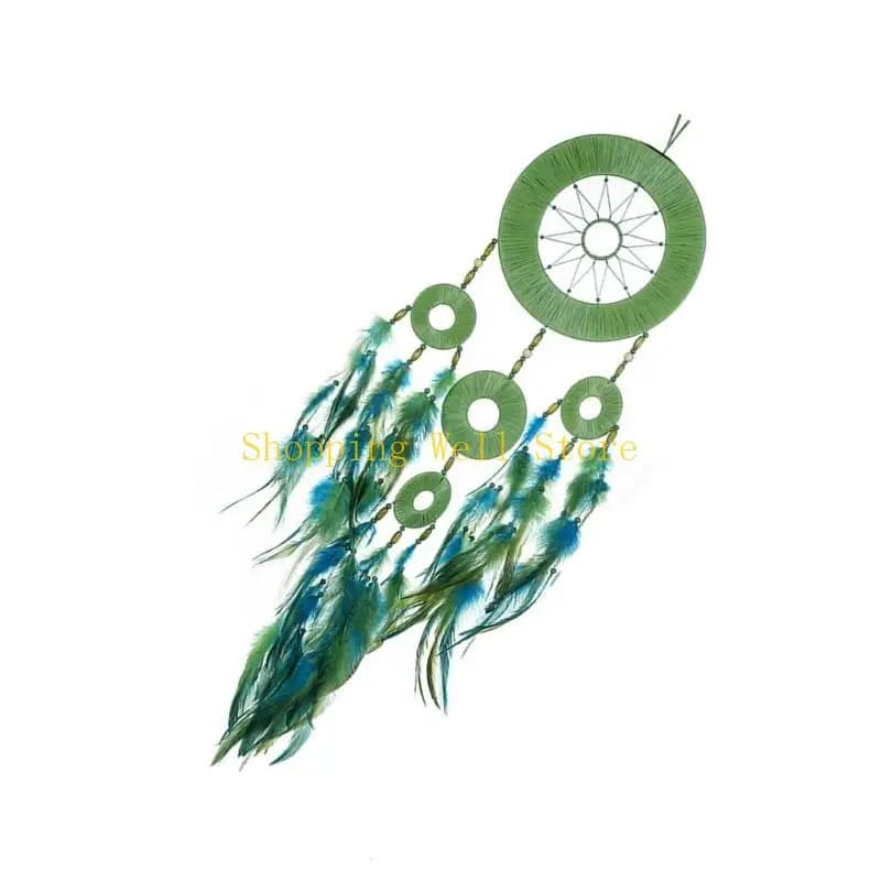 KX4B Ethnic Beaded Feathered Woven Dreamcatchers Crafts Dream Catcher Net Handmade Tassels Hanging Decorations Home Decors