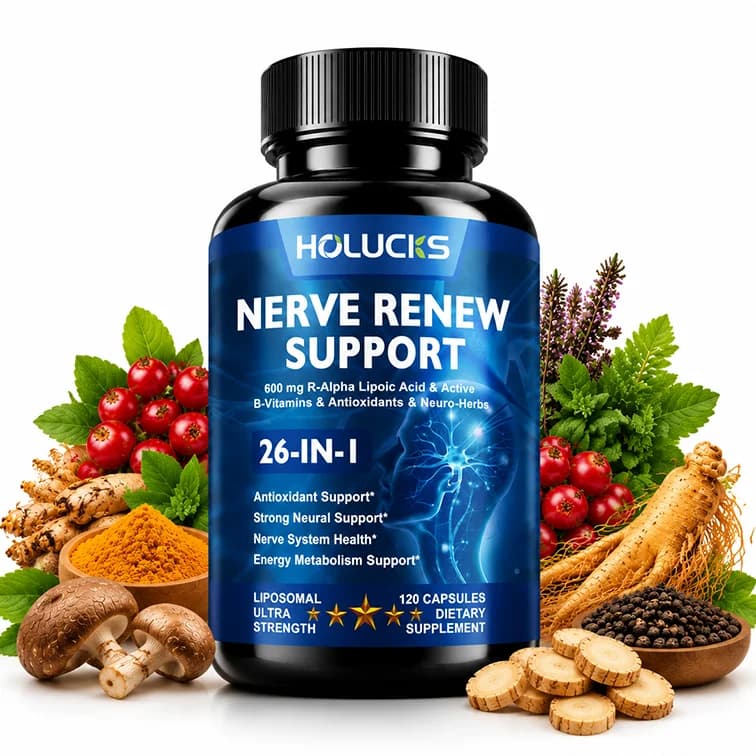 Nourish Nerve Supplement, 26-IN-1 Formula, Contains Vitamin B Complex, R-Alpha Lipoic Acid, Support Heart, Nerve, Brain Health