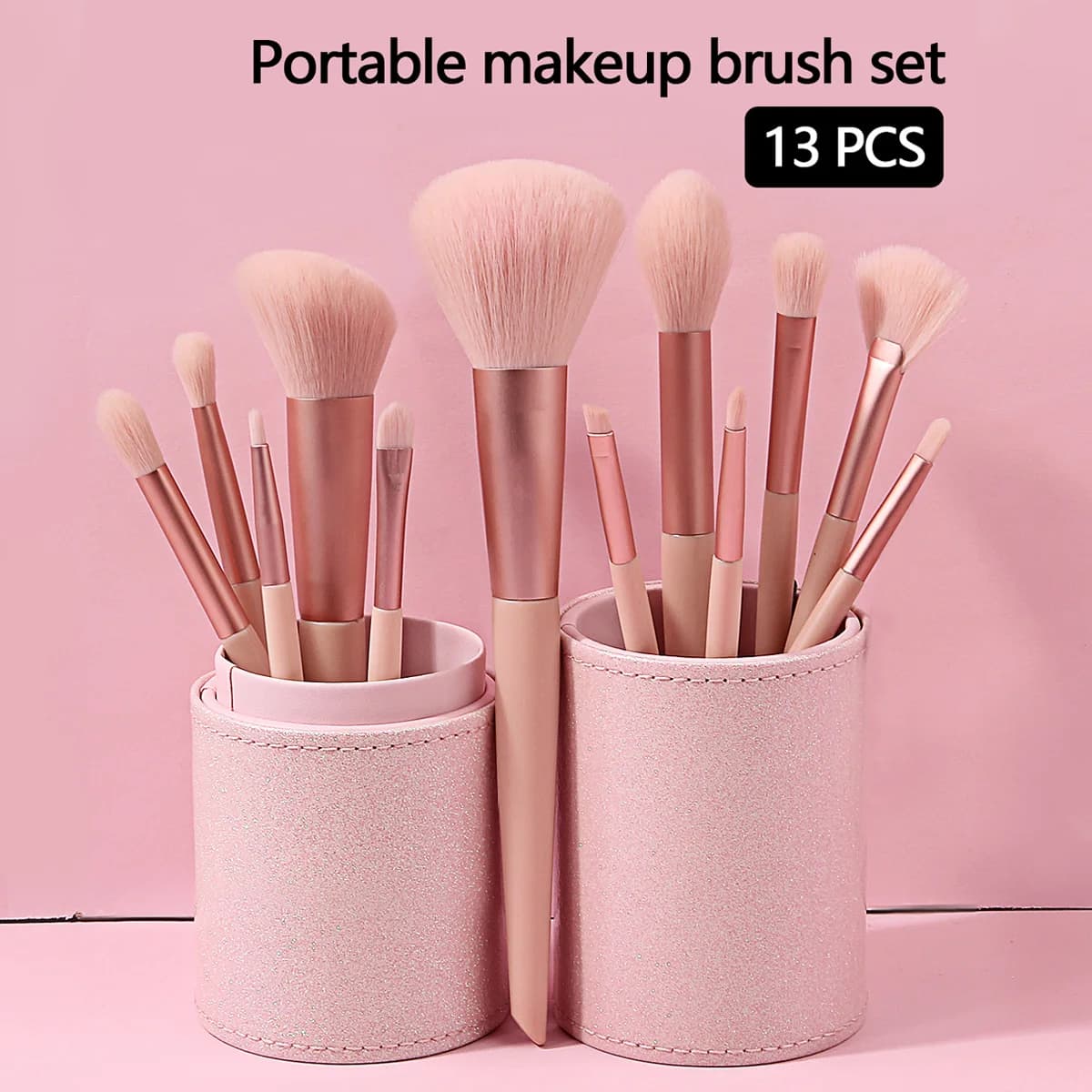 Nuovo Set di 13 Pennelli da Trucco in Barattolo, Pennelli per Cipria, Fondotinta, Blush, Contorno, Ombretto, Sopracciglia e Ciglia, Strumenti di Bellezza