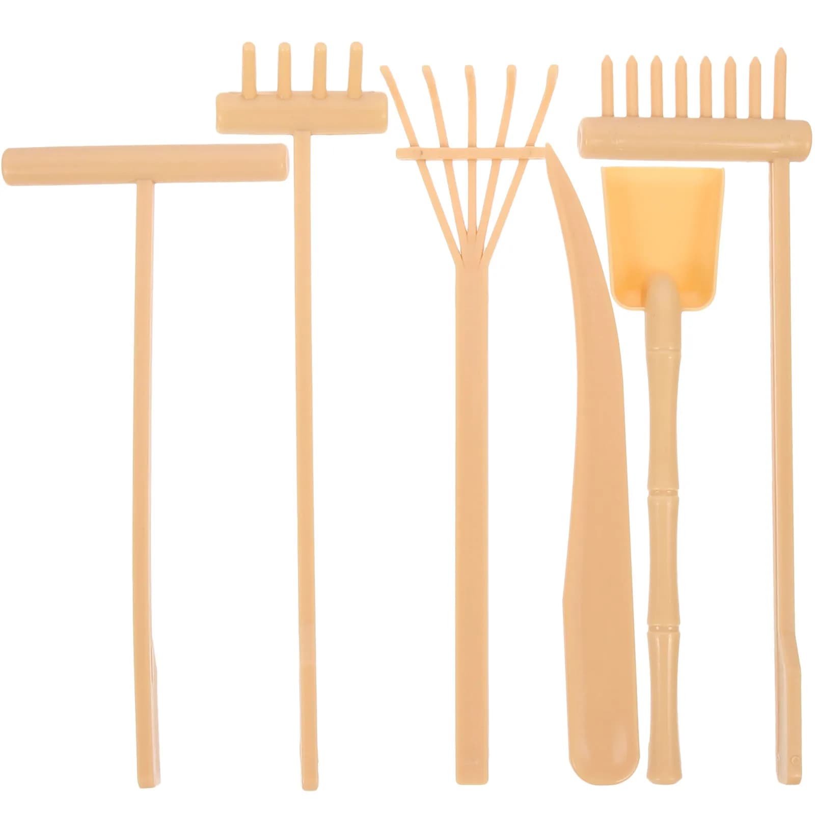 Set di 6 Attrezzi per Giardino Zen, Mini Rastrelli per Vassoio di Sabbia, Accessori per Tavolo da Giardino Zen, Mini Rastrelli in Plastica per Scrivania