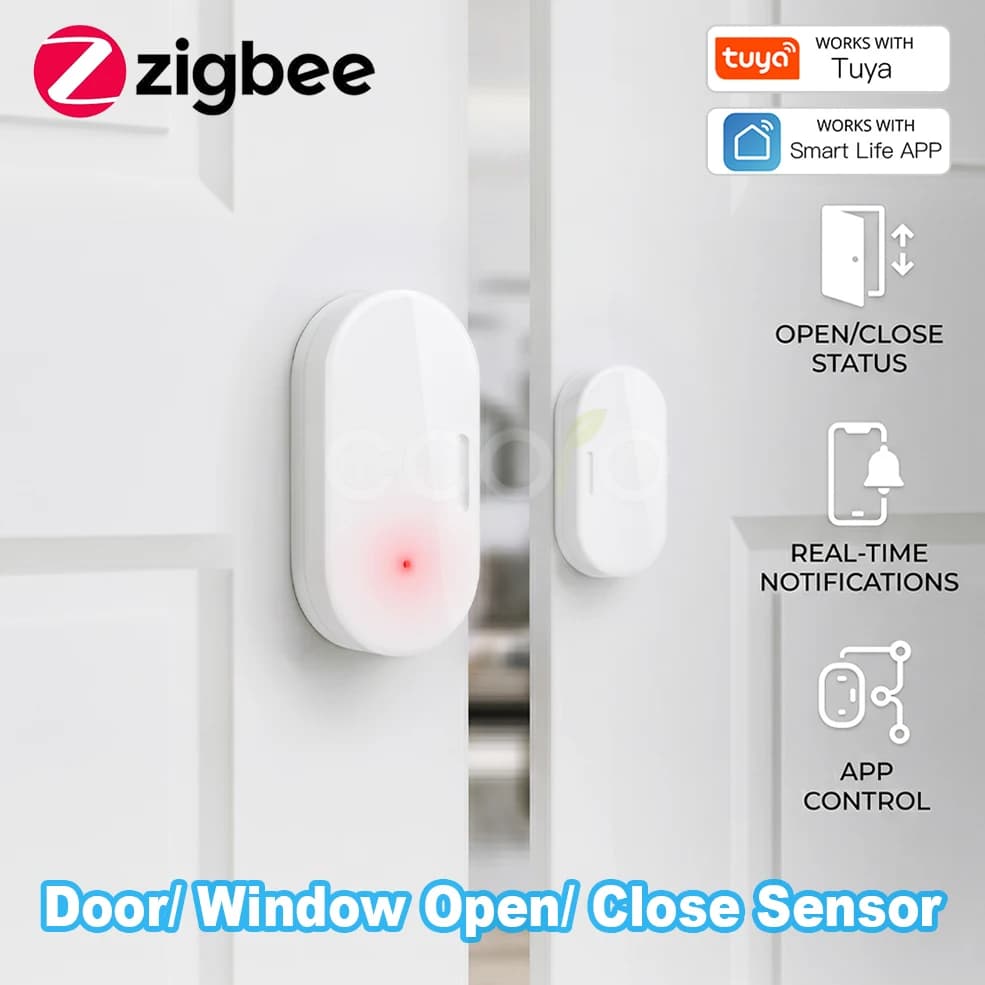 Sensore Magnetico per Porte e Finestre Tuya Zigbee 3.0, Allarme di Sicurezza per Z2M Smart Life Alexa Google Home