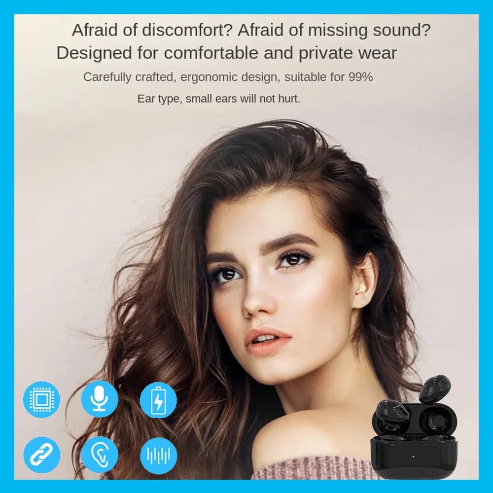 Wireless TWS Invisible Headset 5.2 Bluetooth Gaming Mini Earbuds In-Ear Noise Canceling Sleep Earphones for Universal Phone