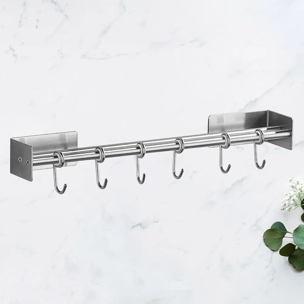 Double Bar Stainless Steel Kitchen Holder Rack Wall Mounted Waterproof Rustproof Organizer for Bath Towels Pot Pan Hat Hanging
