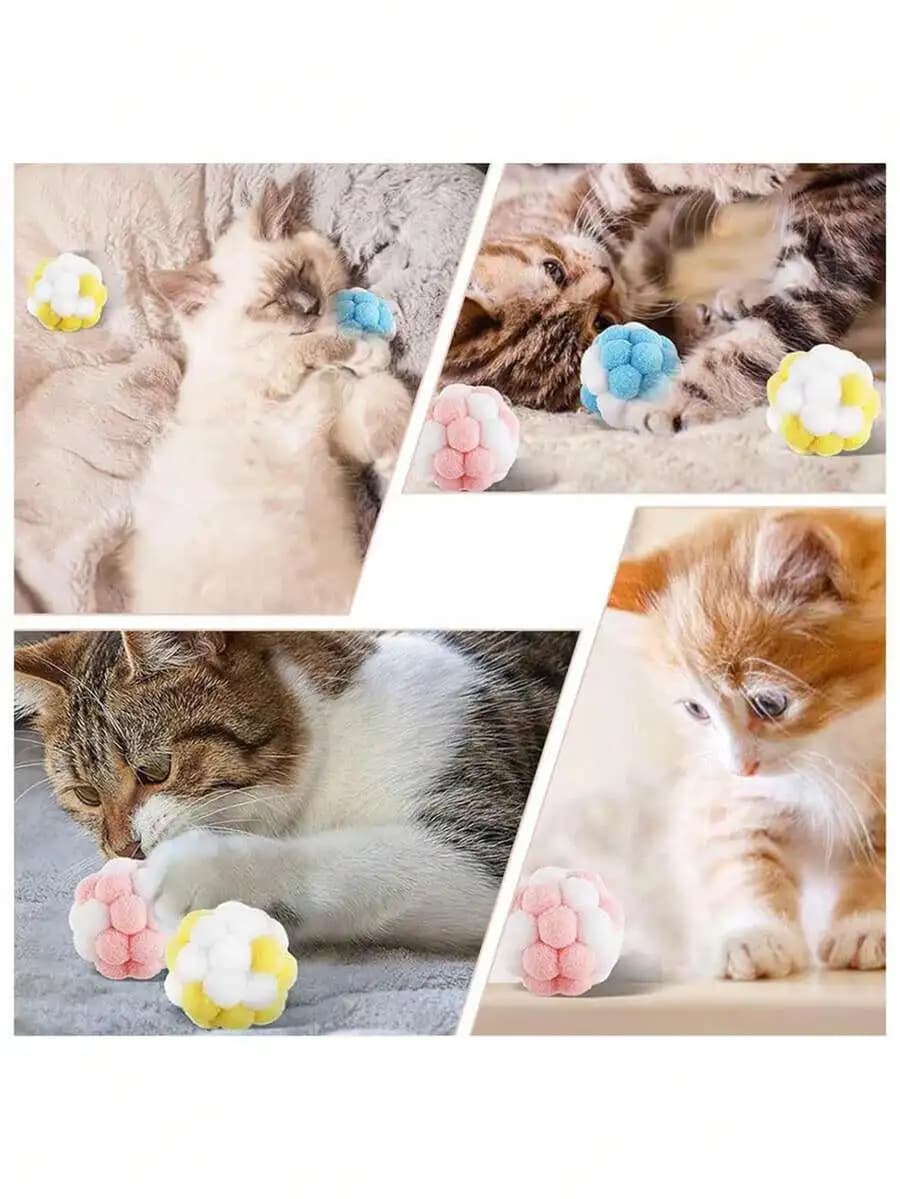 8 Bell Cat Teaser Plush Ball Toys For Indoor Play Chase Chew Scratch Training
