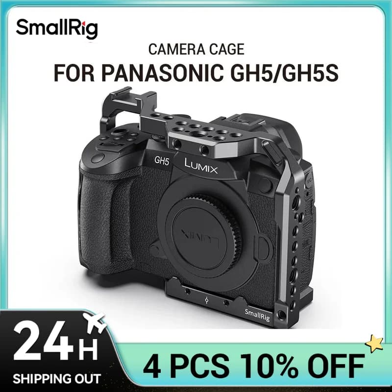 SmallRig Gabbia per Fotocamera per Panasonic GH5 e GH5S con Attacco Cold Shoe per Supporto Monitor, Flash e Opzioni Fai-da-te 2646