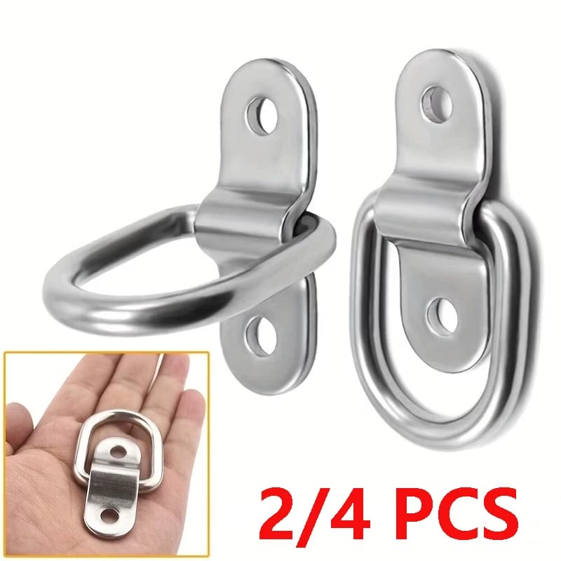 2/4Pcs D Rings Tie Down Anchors Ring Pull Hook Stainless Steel Lashing Ring Load Fit for Car Boat Cargo Trailer Vehicles RV Van
