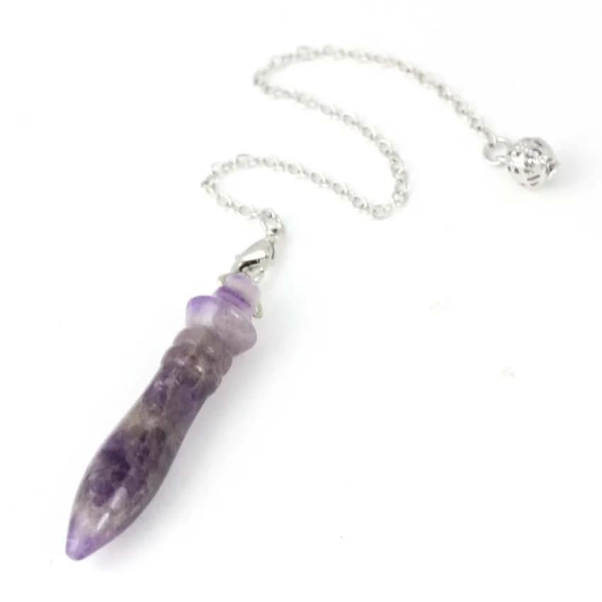 Pendoli in Cristallo Naturale per Rabdomanzia e Divinazione, Amuleto in Ametista e Quarzo Rosa, Gioielli con Ciondolo in Pietra per Reiki