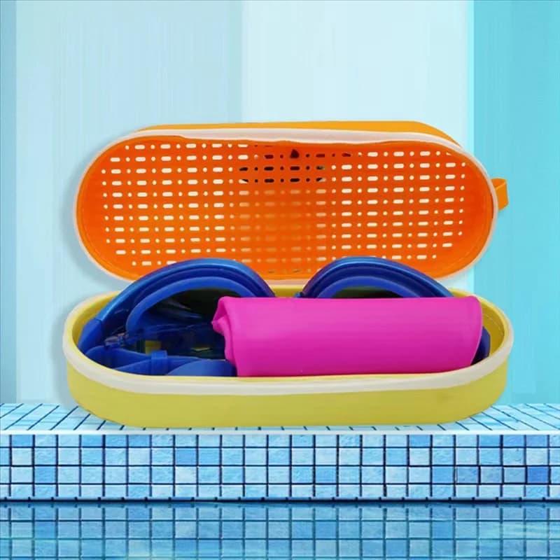 2-piece swim glasses case for swim glasses Silicone protective cases with zipper sunglasses case with exhaust hole