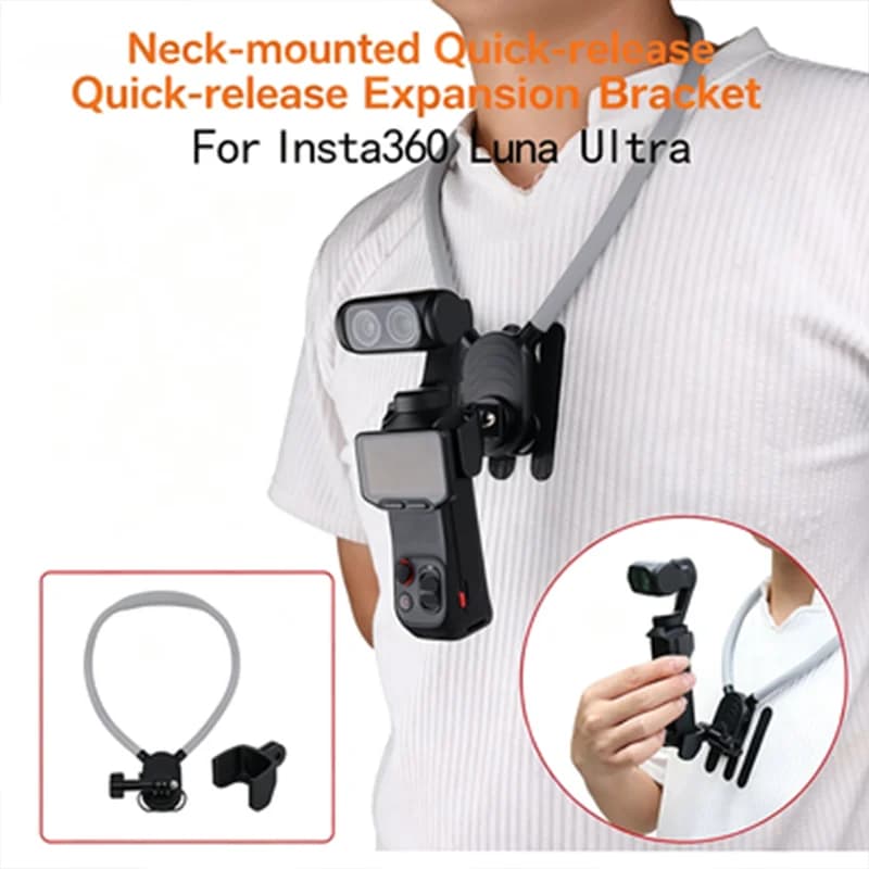 For Insta 360 Luna Ultra Quick-release Expansion Bracket Chest-mounted Silicone Neck-hanging Action Camera Bracket Aaccessory