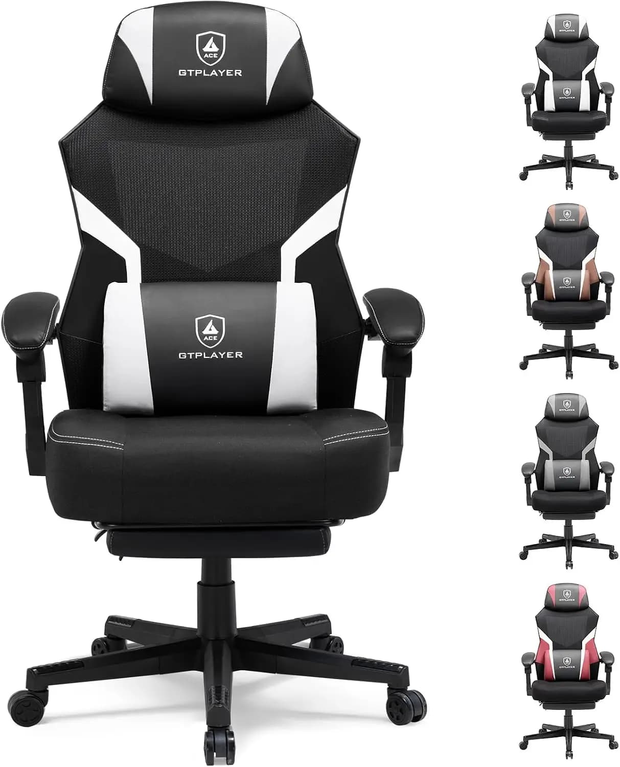 Gaming Chair, Mesh Office Chairs with Footrest for Adults, Big and Tall Gamer Ergonomic Computer Chair with Height Adjustable (W