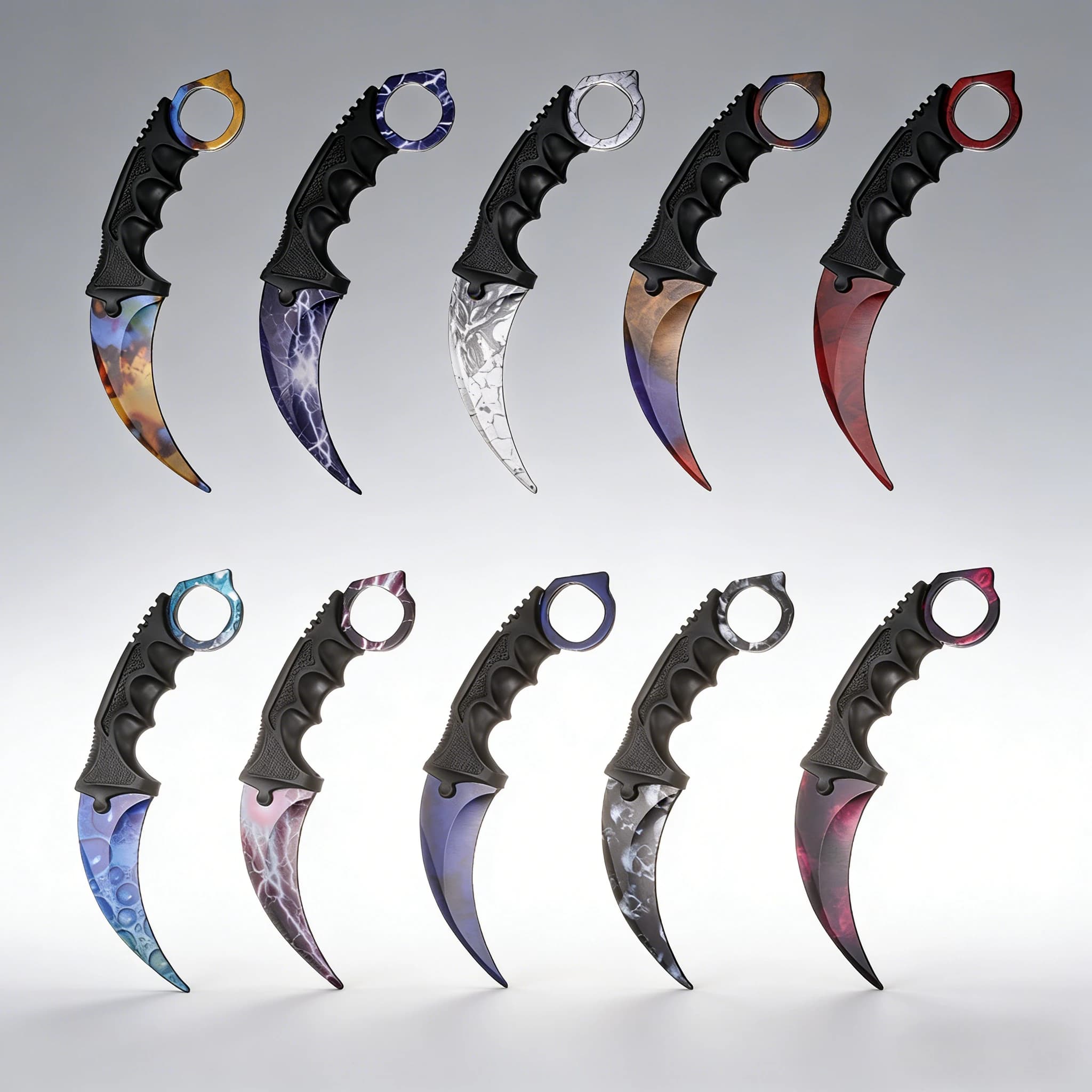 Karambit Go Game Doppler da 7,4 pollici, modello in metallo con custodia in plastica, coltelli a forma di artiglio per addestramento tattico militare, giocattoli per ragazzi, Karambit Sfatey
