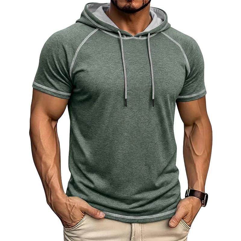 Summer Casual Men's Fitness Sportswear Short Sleeve T-Shirt Breathable Polyester Fiber round Neck American Style Top