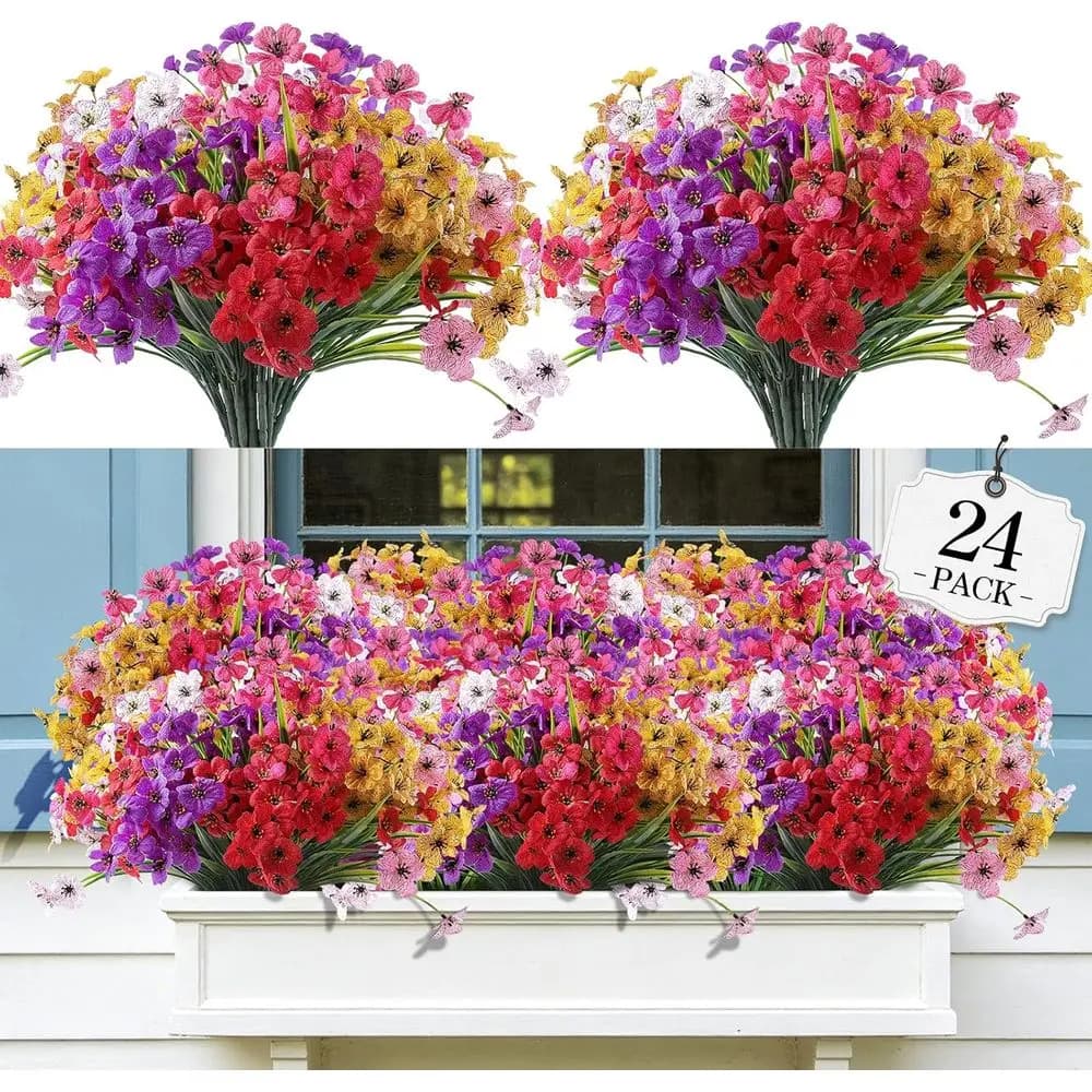 Artificial Flowers Outdoor, Fake Plants or Decoration Hanging Planters Outdoor & Indoor Garden Patio Porch Window Greenhouse