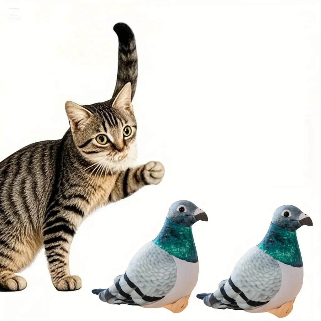Giocattolo Morbido in Peluche per Gatti - Simpatico Piccione Realistico Imbottito, Cuscino Interattivo per Animali Domestici di Tutte le Razze, Non Richiede Batterie