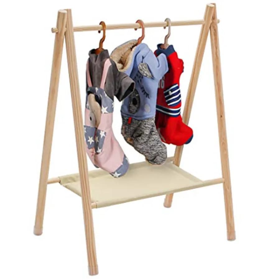 Beige wood hanger for pets/bamboles/borne - Organizer for clothes and accessories