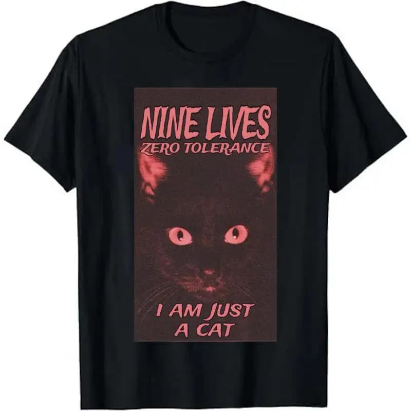 T-shirt grafica regalo divertente per amante dei gatti neri con tolleranza zero di Nine Lives