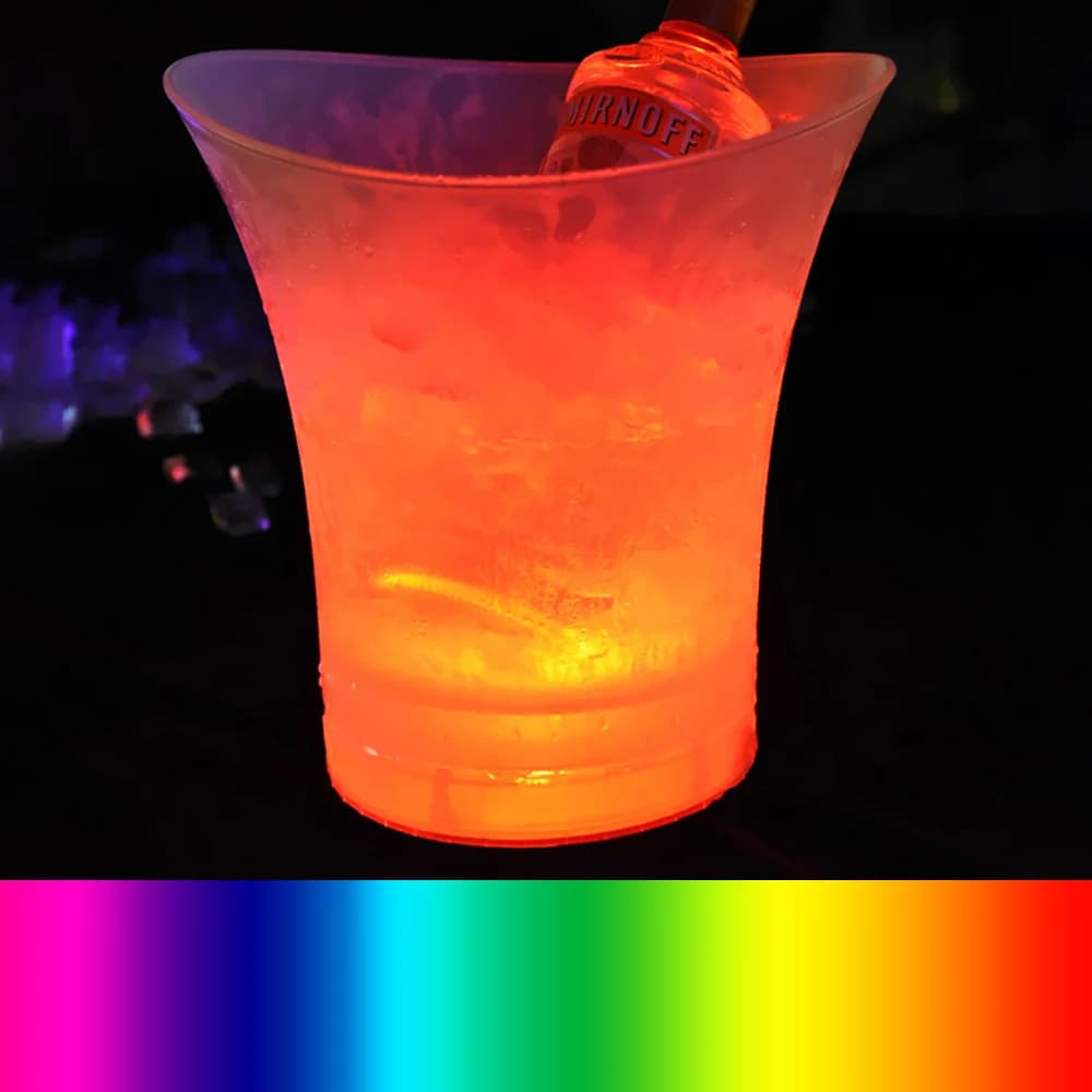 Secchiello per champagne/birra a LED a 4 colori da 5 litri, nuovo secchiello per ghiaccio in plastica impermeabile con LED, secchiello luminoso a LED per bar, feste notturne, discoteche