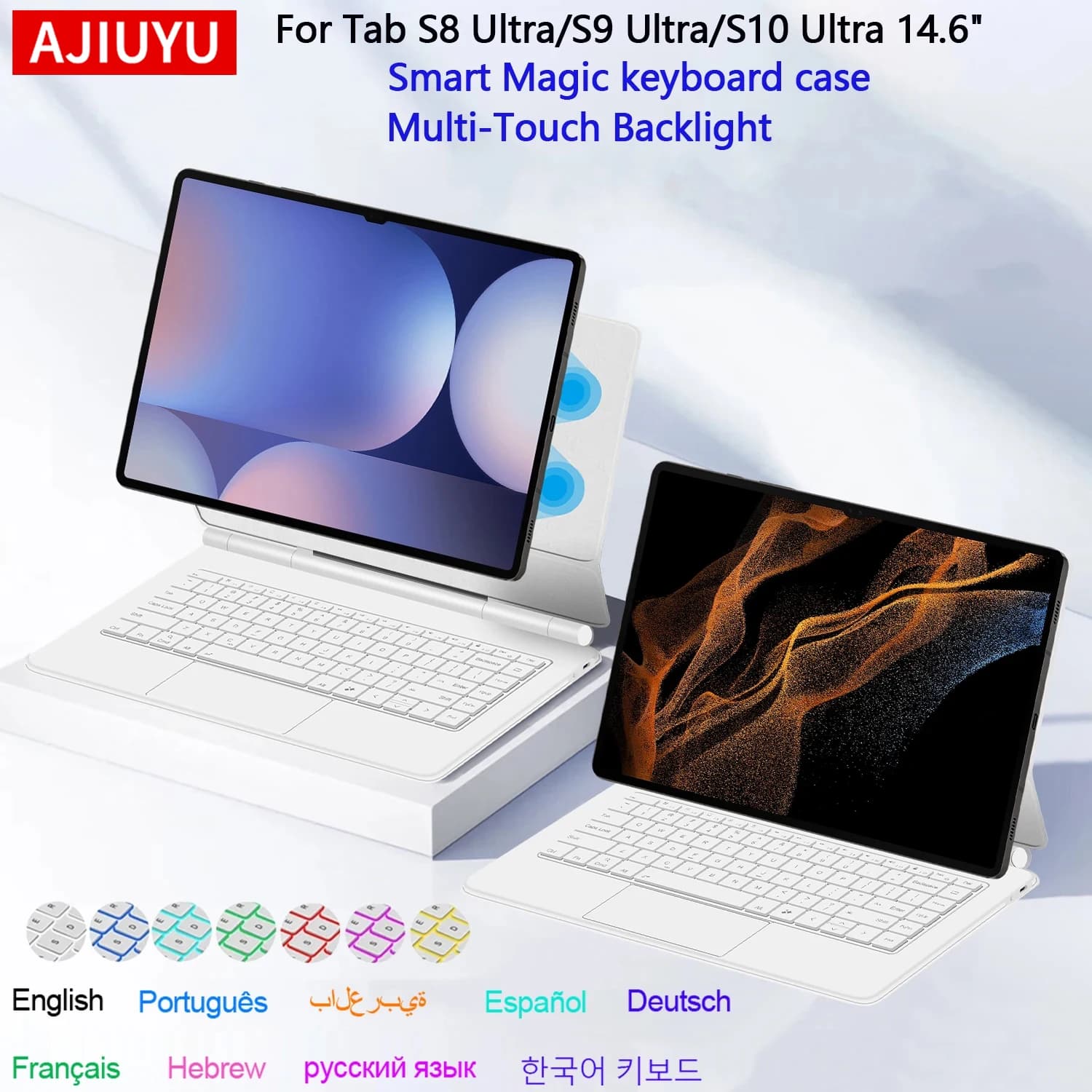Keyboard for Samsung Galaxy Tab S10 Ultra S9 Ultra S8 Ultra 14.6 "Tablet Multi-touch Touchpad Backlit Keyboard Cover