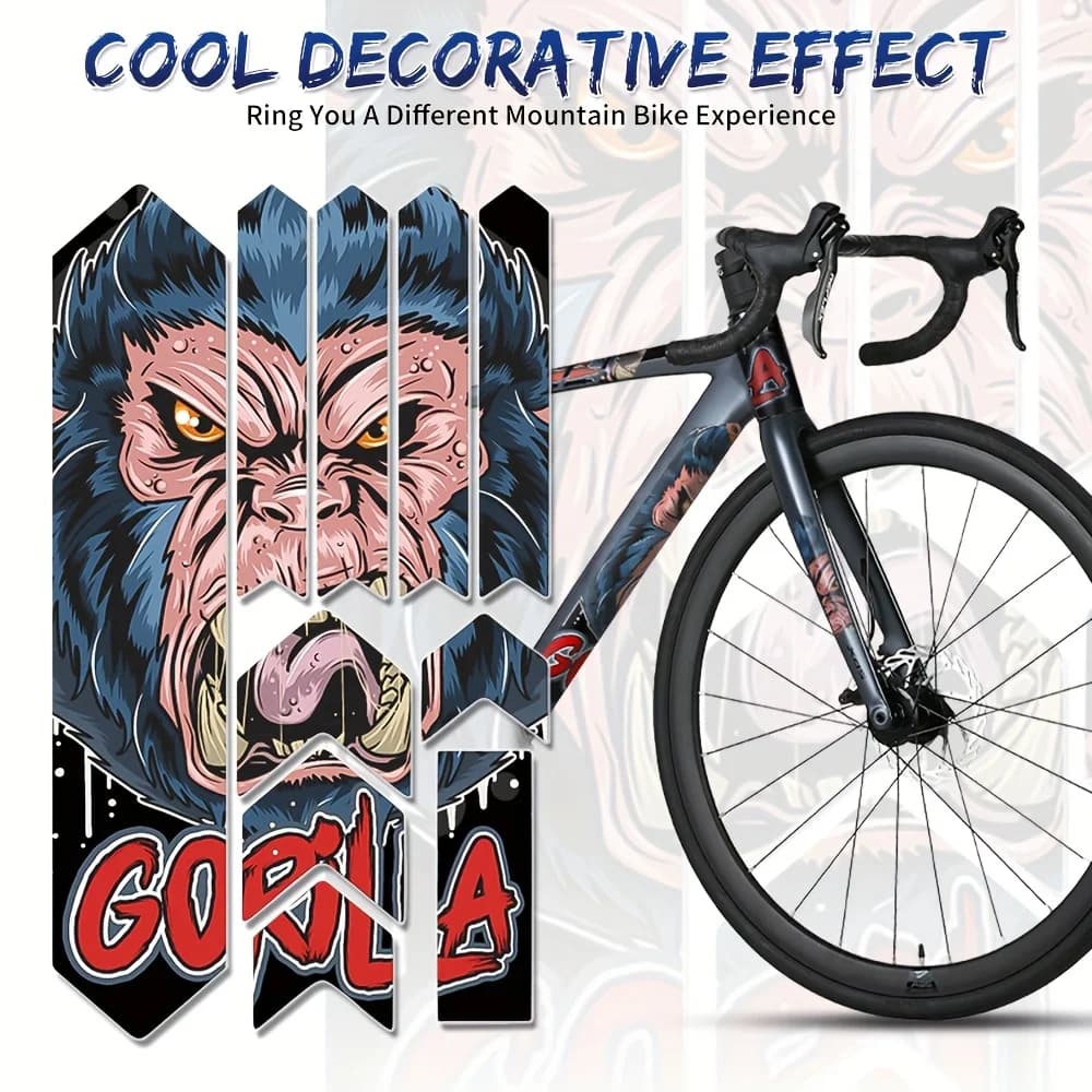 Set di adesivi 10 in 1, adesivo decorativo per telaio di bicicletta, adesivo protettivo antigraffio, adatto per biciclette da strada, BMX, MTB, XC