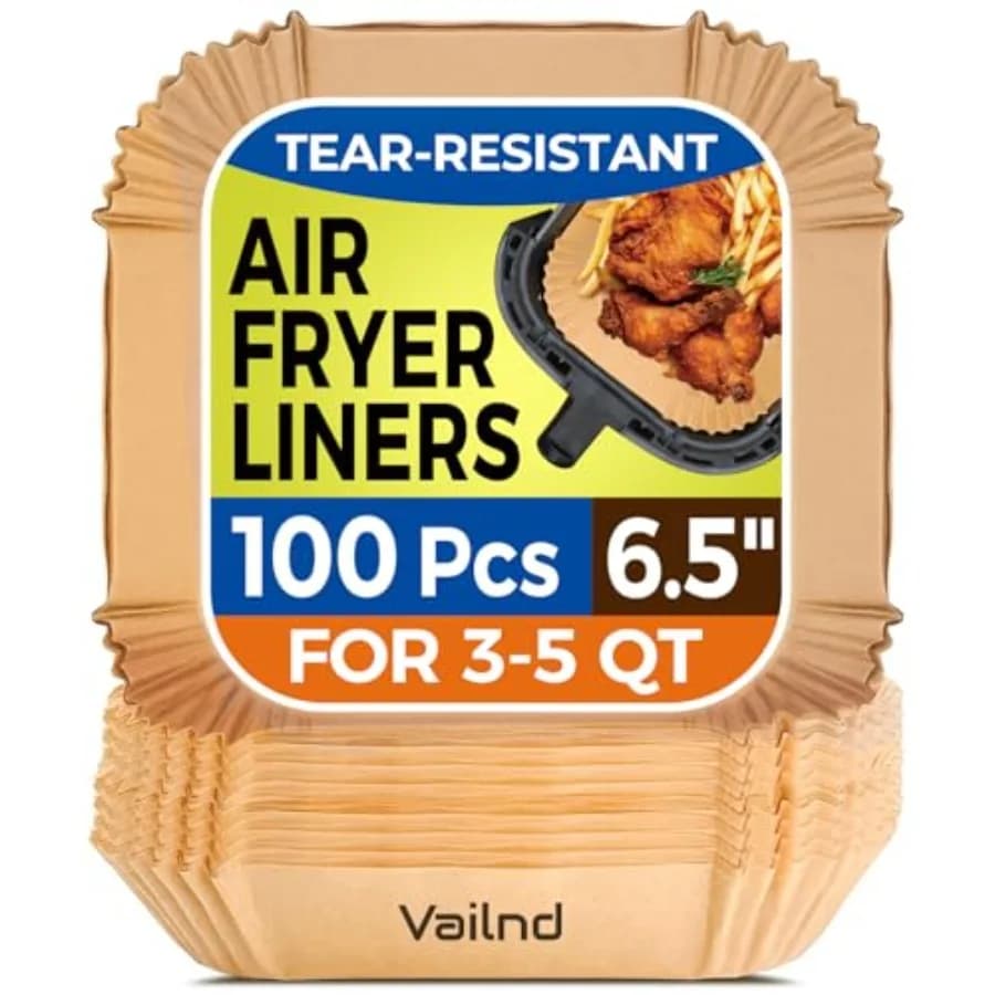 PCS 6.5IN Square Air Fryer Paper Liners Disposable for 3-5QT Non-Stick Air Fryer Parchment Paper, Food Grade, Baking Sheets for