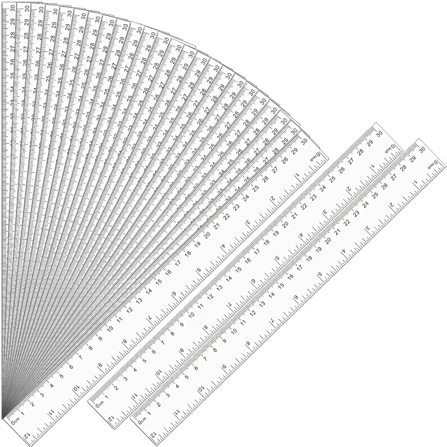 32 Pack Clear Rulers 12 Inch with cm and mm, Bulk Measuring Tool for Kids Back to School Office Supplies