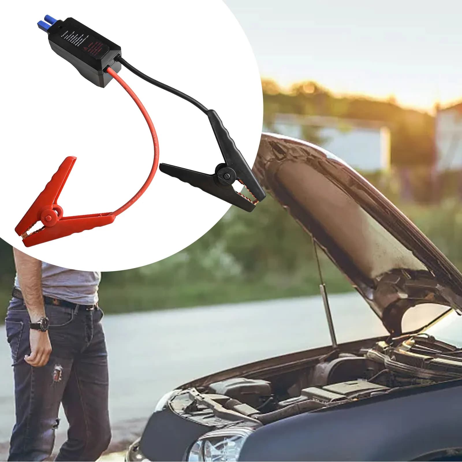 Clip di ricarica per auto 12V 500A con morsetto a coccodrillo per avviamento di emergenza, rilevamento intelligente e funzioni di protezione multiple